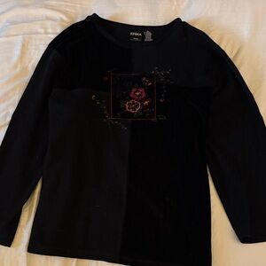 Erika Black Floral Kids Long Sleeve Tee
